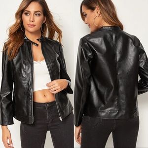 Jackets & Coats - vegan leather moto jacket black 807828 Jackets & Coats - vegan leather moto jacket black 807828